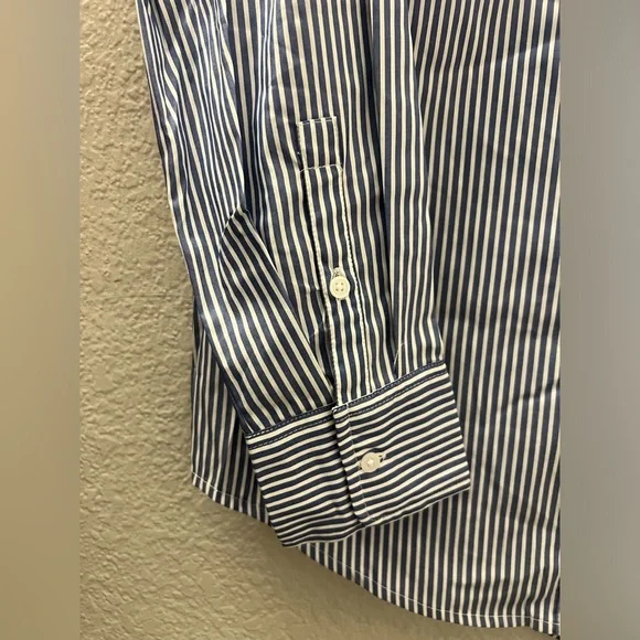 Woman Blue Striped Shirt - Picture 3 of 7